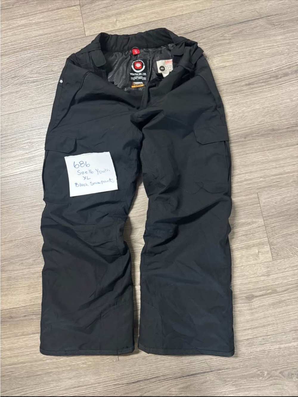 686 Youth Black Snow Pants with Thermal Lining